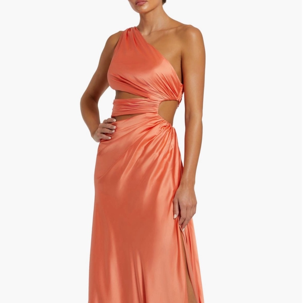 Mac Duggal Cutout One-Shoulder Satin Gown